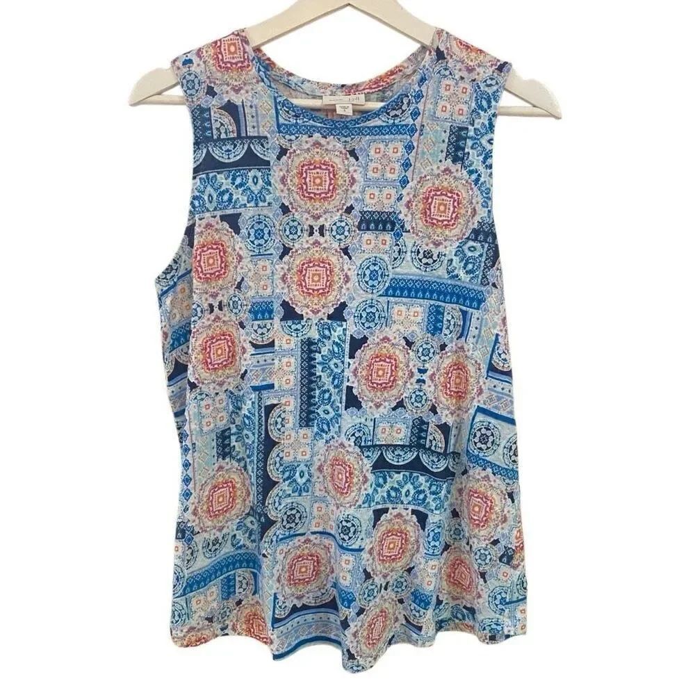 Love Linen Pure J. Jill 100% Linen tank top geometric size small